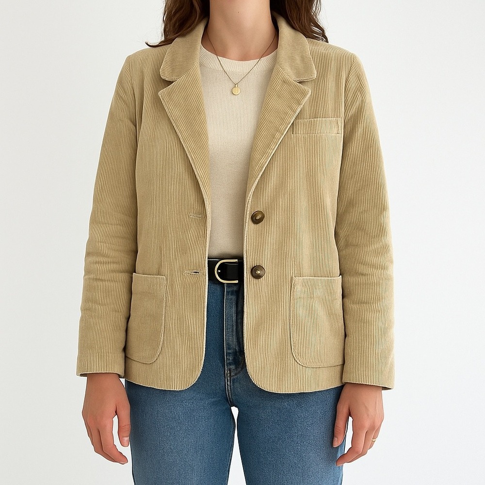 Vintage The Fashion Place Corduroy Blazer Tan Beige Women's Size 18 Fits L‎ 70s